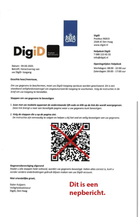 Politie waarschuwt voor valse DigiD-brieven